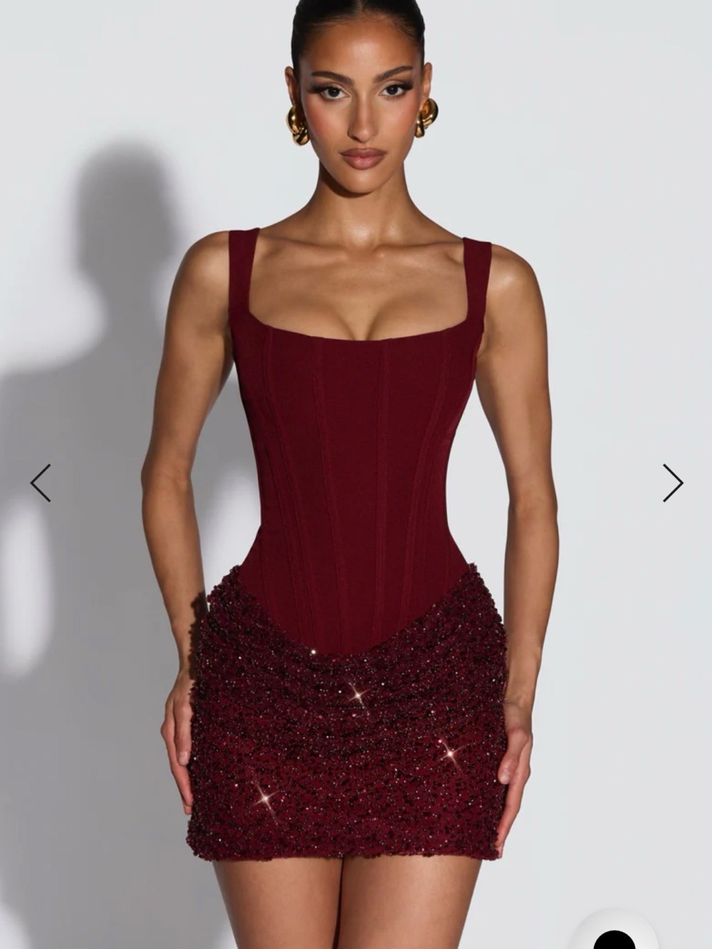 Yeona Babyboo Red Mini Corset Bodice Sequin Party Dress - Picture 2 of 7